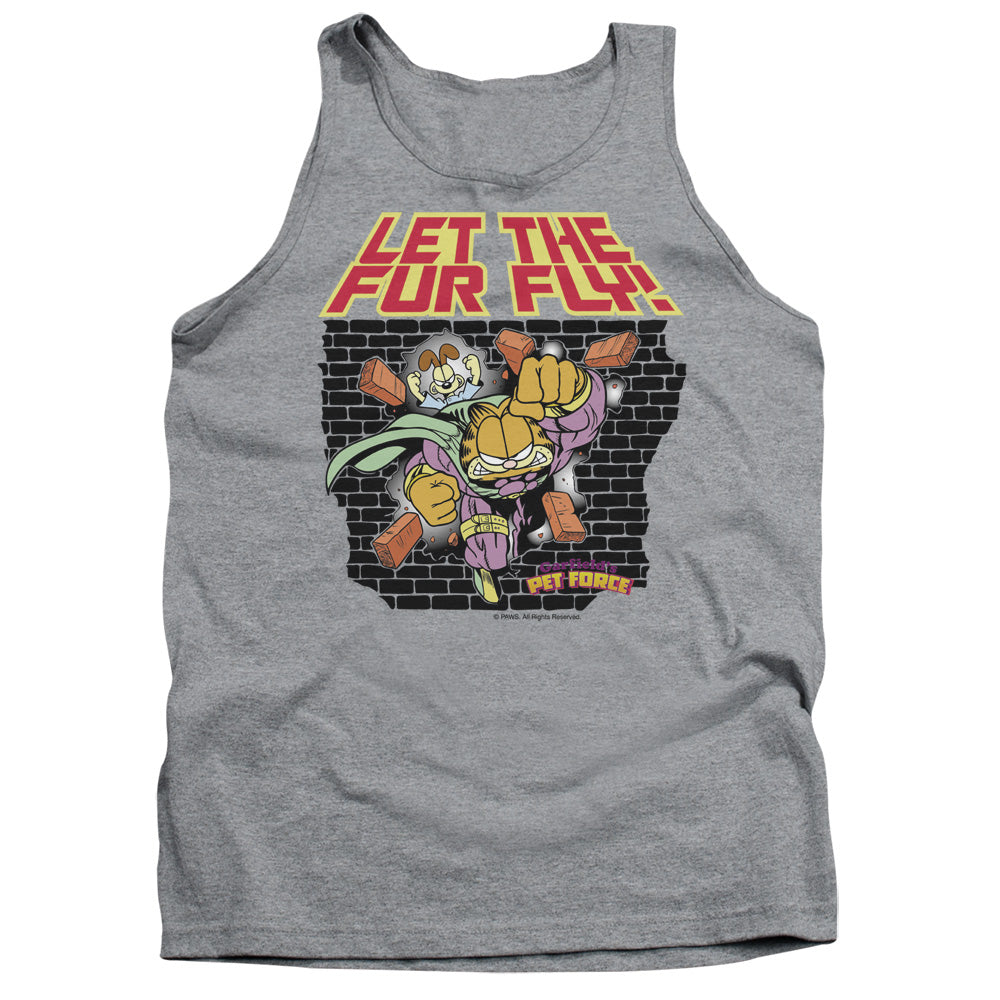 Garfield Let the Fur Fly Mens Tank Top Shirt Athletic Heather