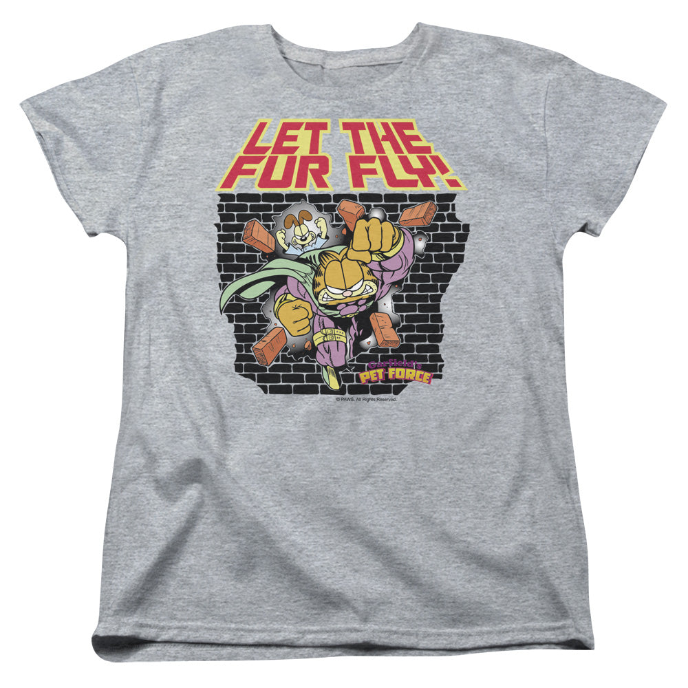 Garfield Let the Fur Fly Womens T Shirt Athletic Heather