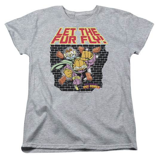 Garfield Let the Fur Fly Womens T Shirt Athletic Heather