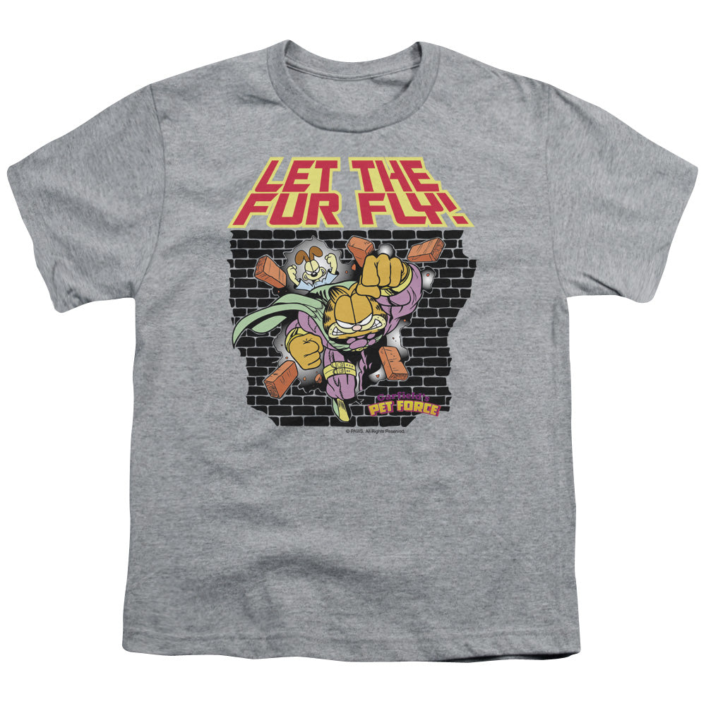 Garfield Let the Fur Fly Kids Youth T Shirt Athletic Heather