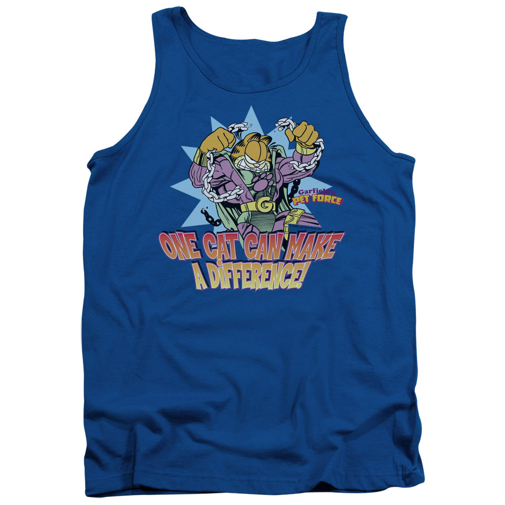 Garfield Make a Difference Mens Tank Top Shirt Royal Blue