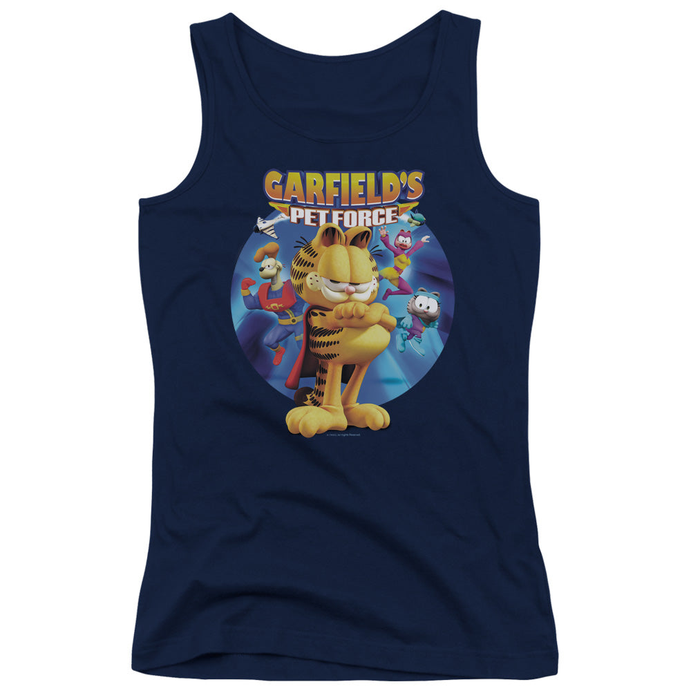 Garfield Dvd Art Womens Tank Top Shirt Navy