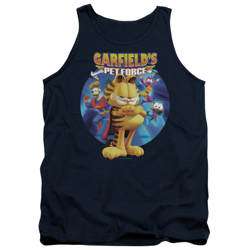 Garfield Dvd Art Mens Tank Top Shirt Navy