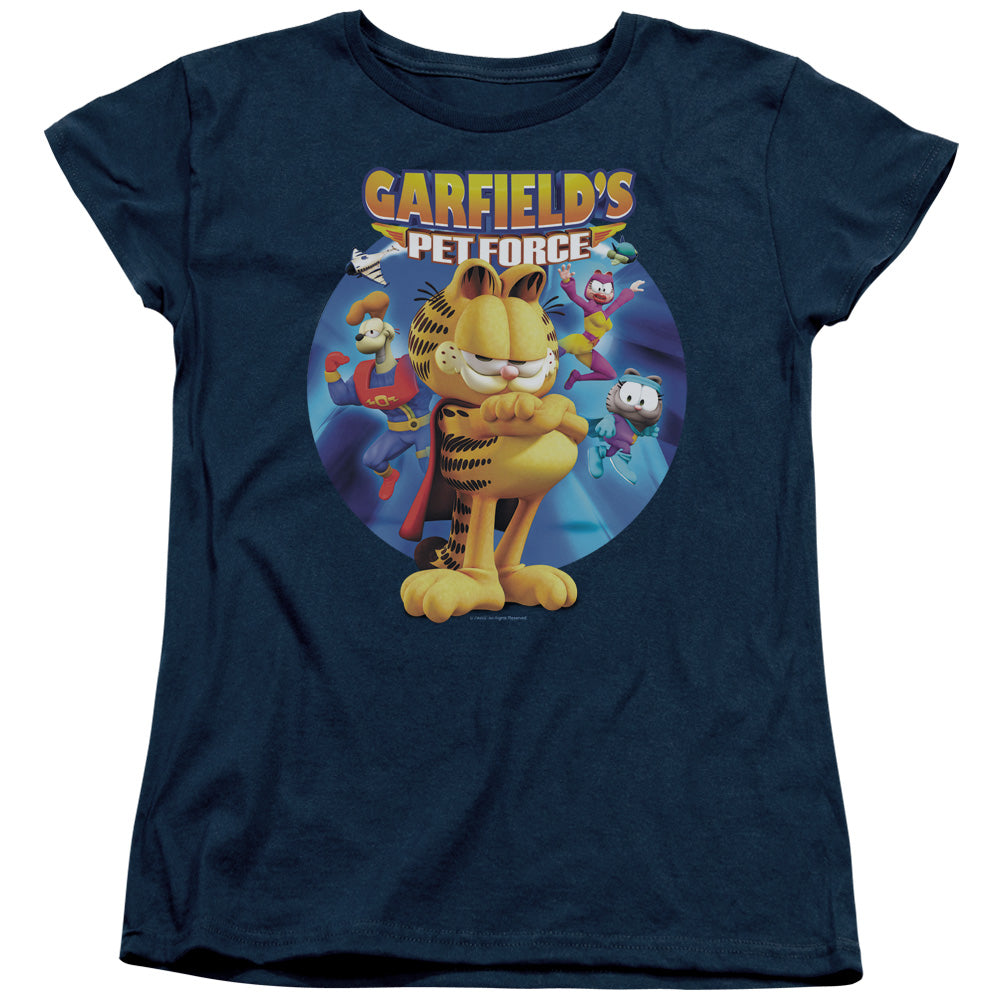 Garfield Dvd Art Womens T Shirt Navy