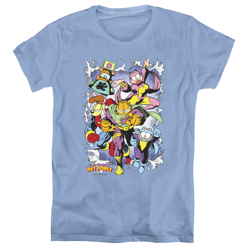Garfield Ripped Womens T Shirt Carolina Blue