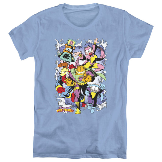 Garfield Ripped Womens T Shirt Carolina Blue