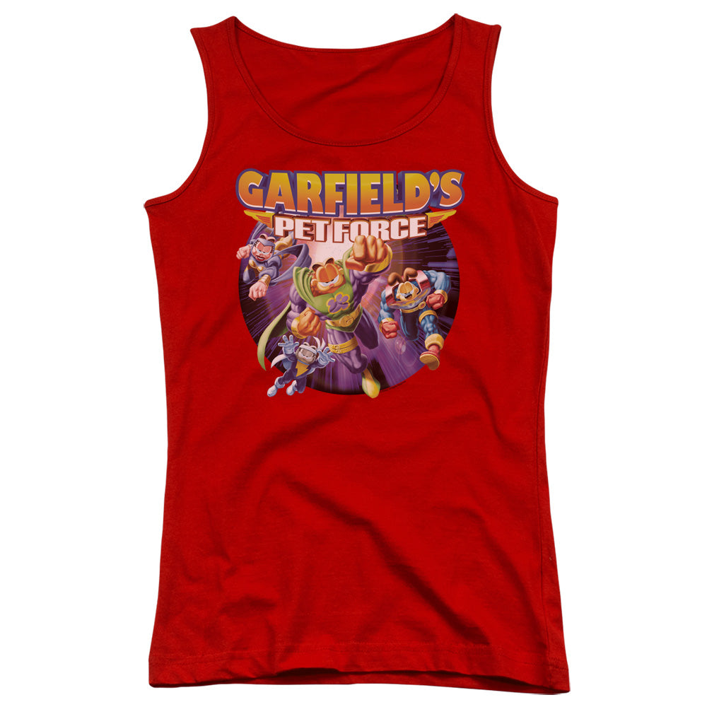 Garfield Pet Force Four Womens Tank Top Shirt Red