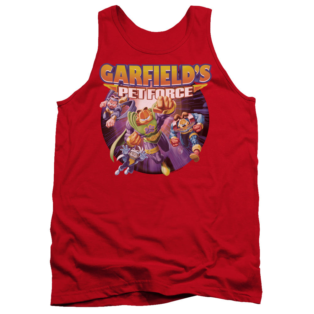 Garfield Pet Force Four Mens Tank Top Shirt Red