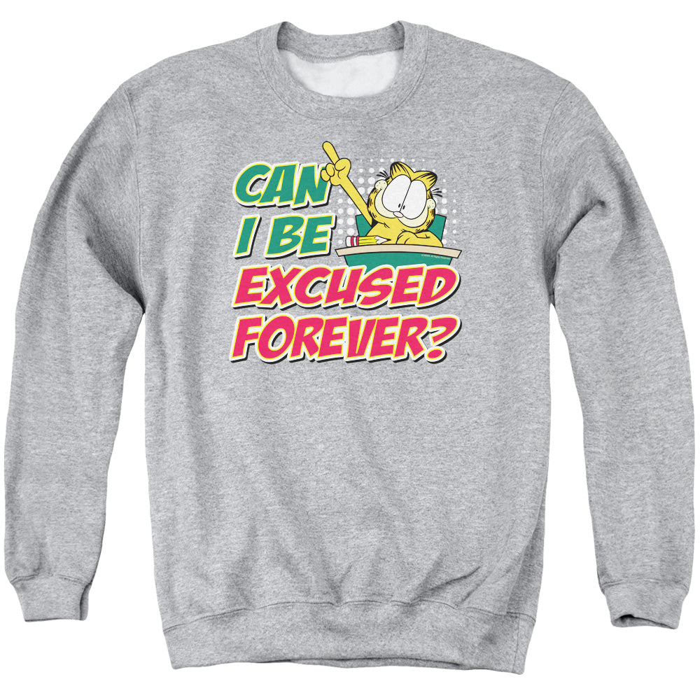 Garfield Excused Forever Mens Crewneck Sweatshirt Athletic Heather