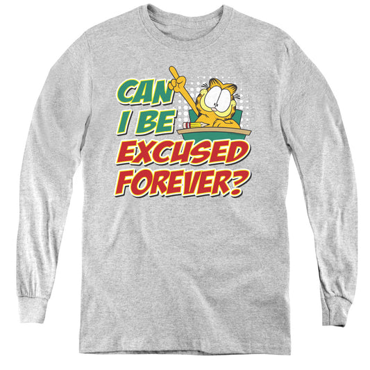 Garfield Excused Forever Long Sleeve Kids Youth T Shirt Athletic Heather