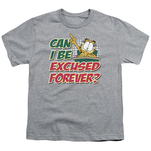 Garfield Excused Forever Kids Youth T Shirt Athletic Heather