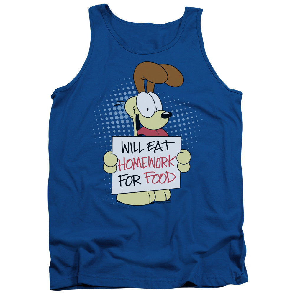 Garfield Will Eat Homework Mens Tank Top Shirt Royal Blue