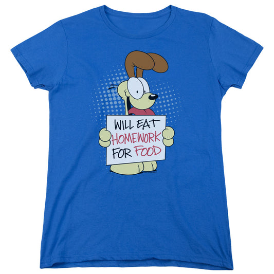 Garfield Will Eat Homework Womens T Shirt Royal Blue
