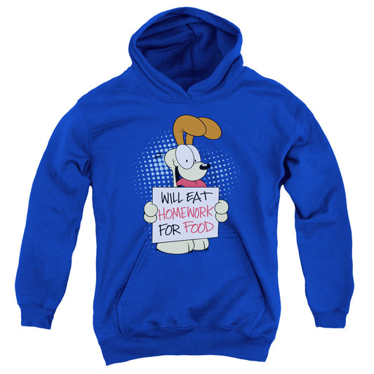 Garfield Will Eat Homework Kids Youth Hoodie Royal