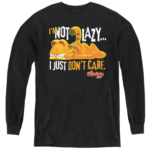 Garfield Not Lazy Long Sleeve Kids Youth T Shirt Black
