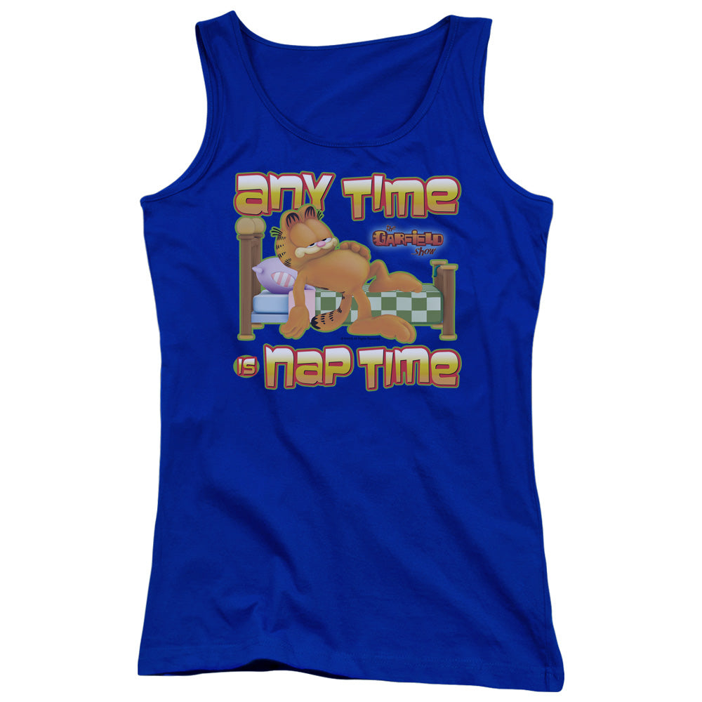 Garfield Nap Time Womens Tank Top Shirt Royal Blue