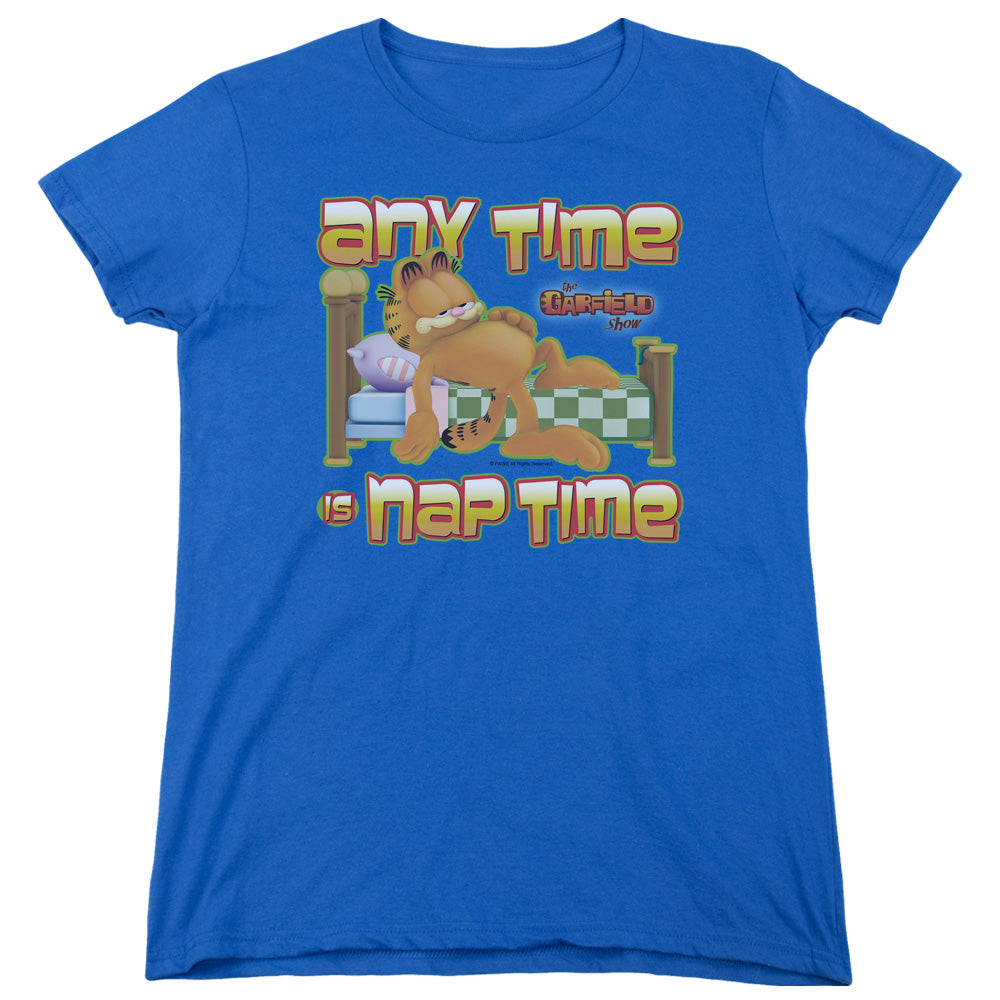 Garfield Nap Time Womens T Shirt Royal Blue