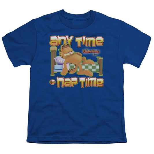 Garfield Nap Time Kids Youth T Shirt Royal Blue