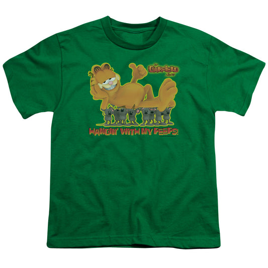 Garfield My Peeps Kids Youth T Shirt Kelly Green