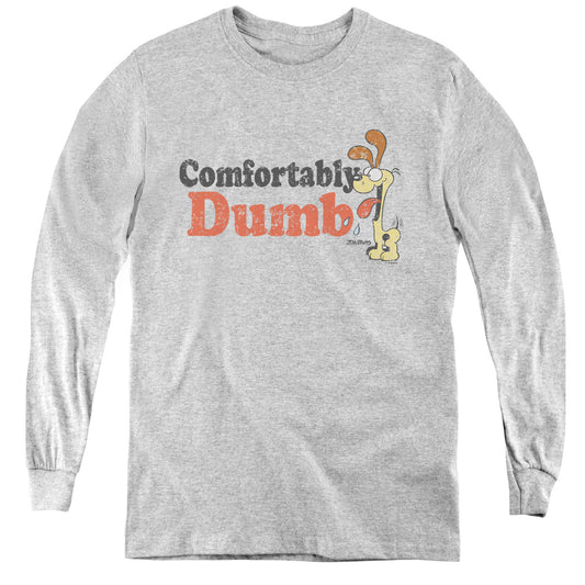 Garfield Comfortably Dumb Long Sleeve Kids Youth T Shirt Athletic Heather