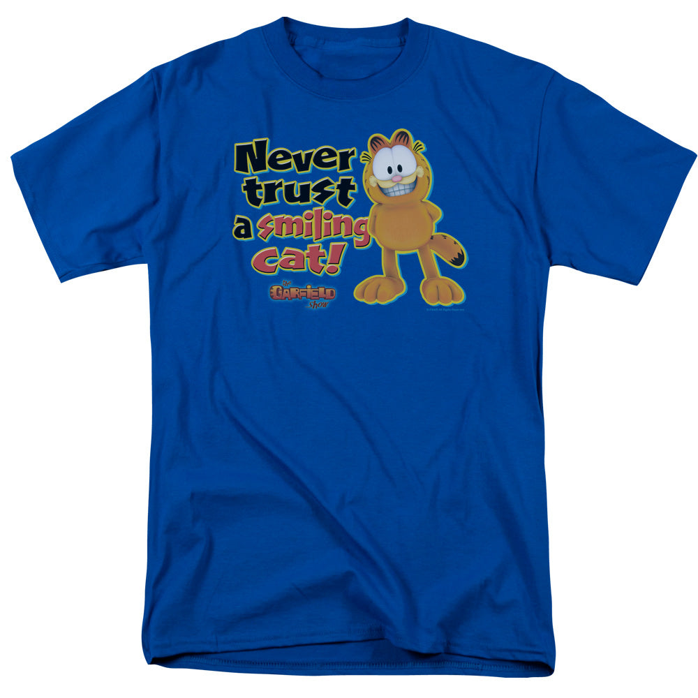 Garfield Never Trust A Smiling Cat Mens T Shirt Royal Blue