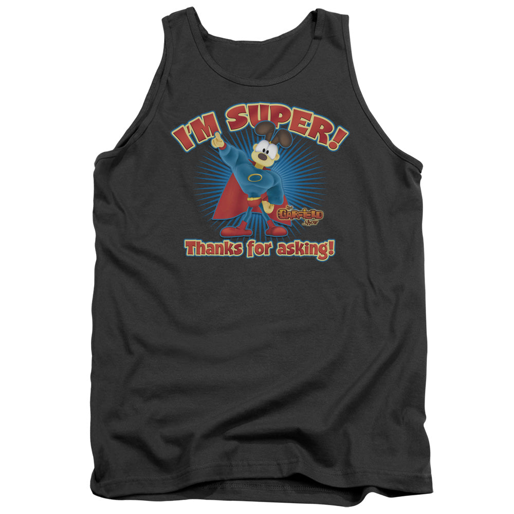 Garfield Super Mens Tank Top Shirt Charcoal