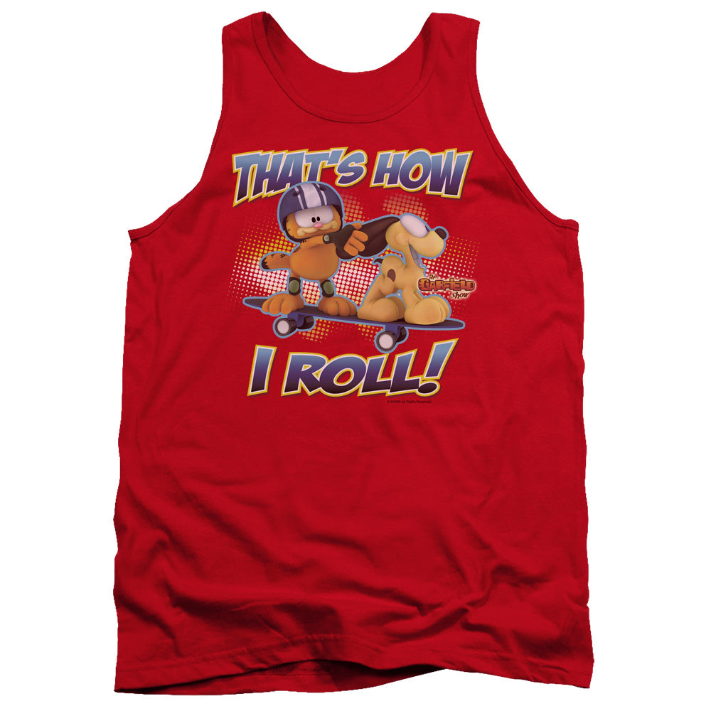 Garfield How I Roll Mens Tank Top Shirt Red