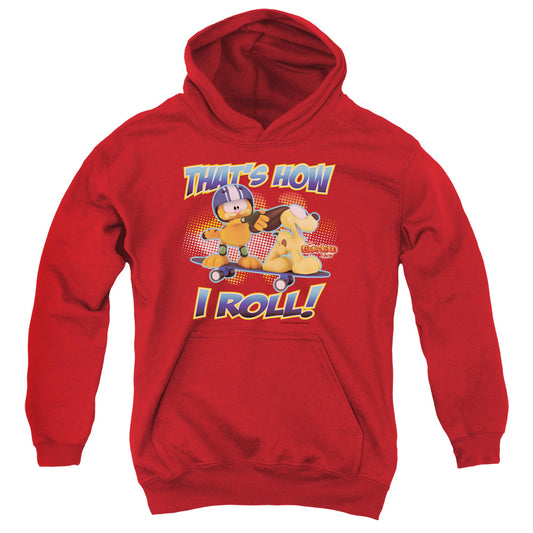 Garfield How I Roll Kids Youth Hoodie Red