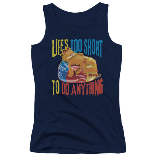 Garfield Too Short Womens Tank Top Shirt Navy