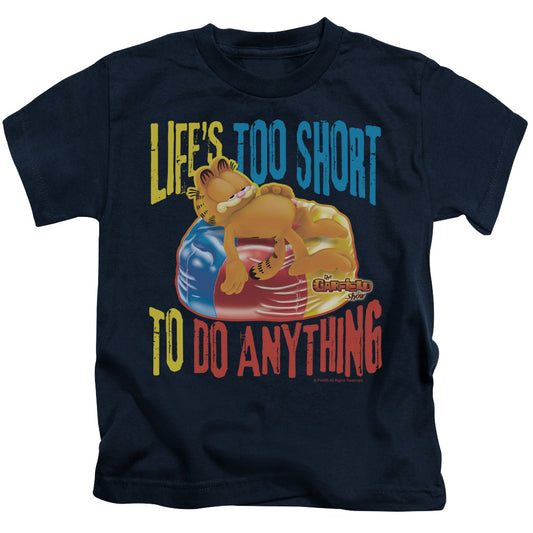 Garfield Too Short Juvenile Kids Youth T Shirt Navy