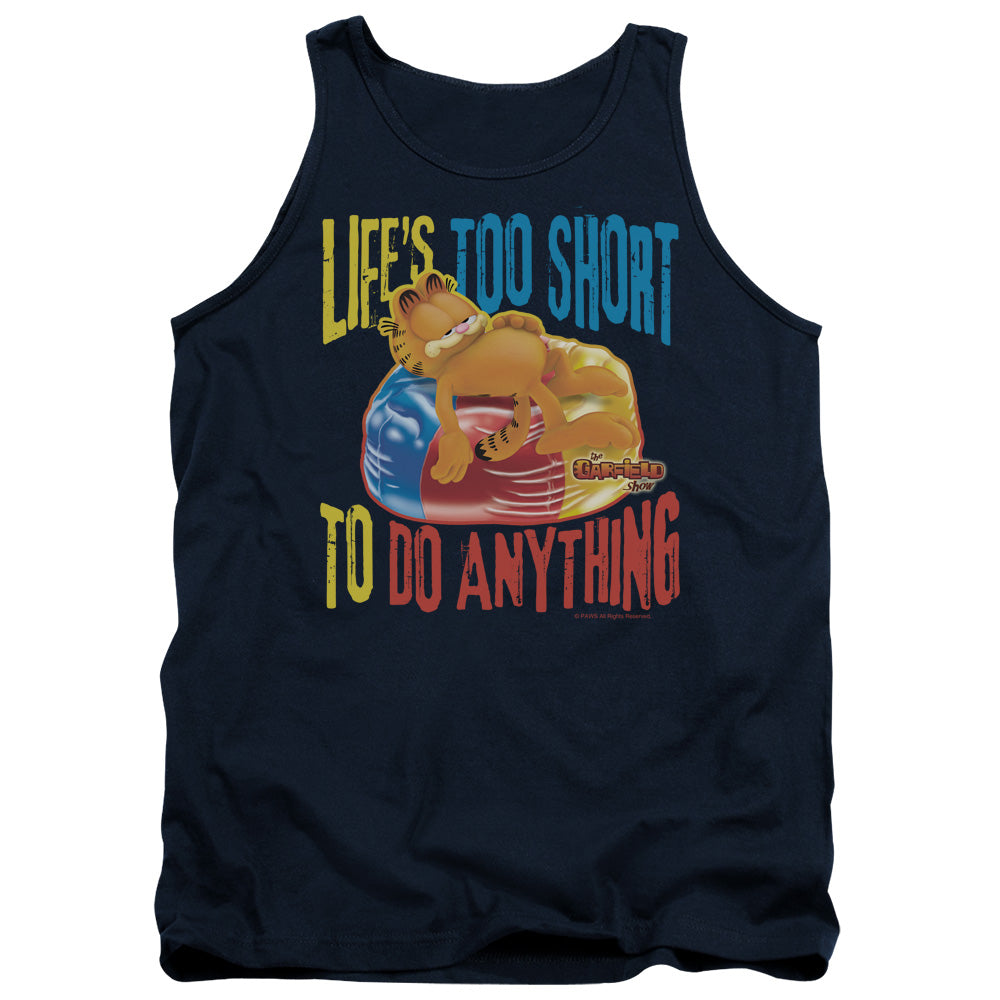 Garfield Too Short Mens Tank Top Shirt Navy