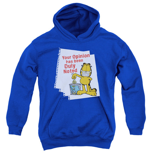 Garfield Duly Noted Kids Youth Hoodie Royal