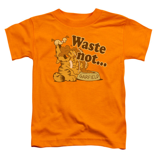 Garfield Waste Not Toddler Kids Youth T Shirt Orange