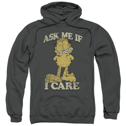 Garfield Ask Me Mens Hoodie Charcoal