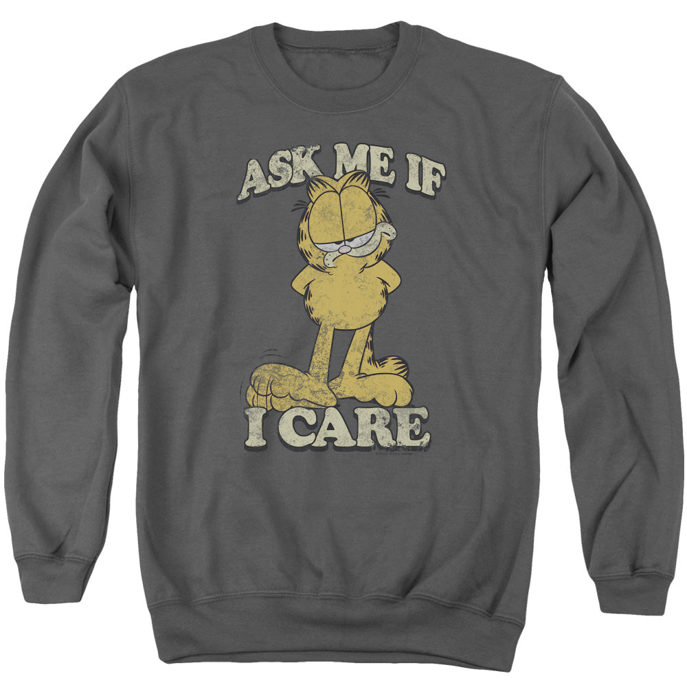 Garfield Ask Me Mens Crewneck Sweatshirt Charcoal