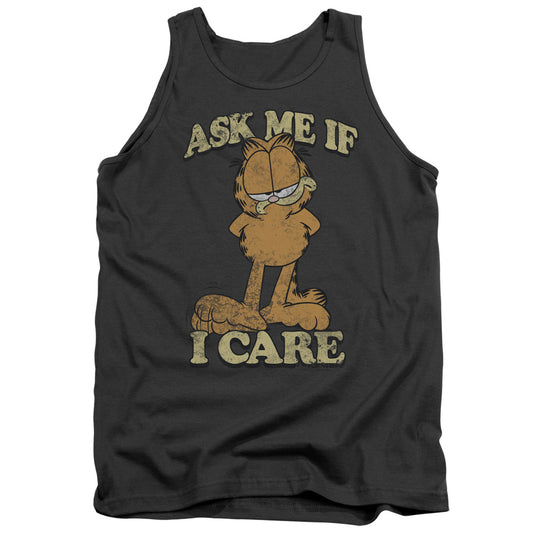 Garfield Ask Me Mens Tank Top Shirt Charcoal