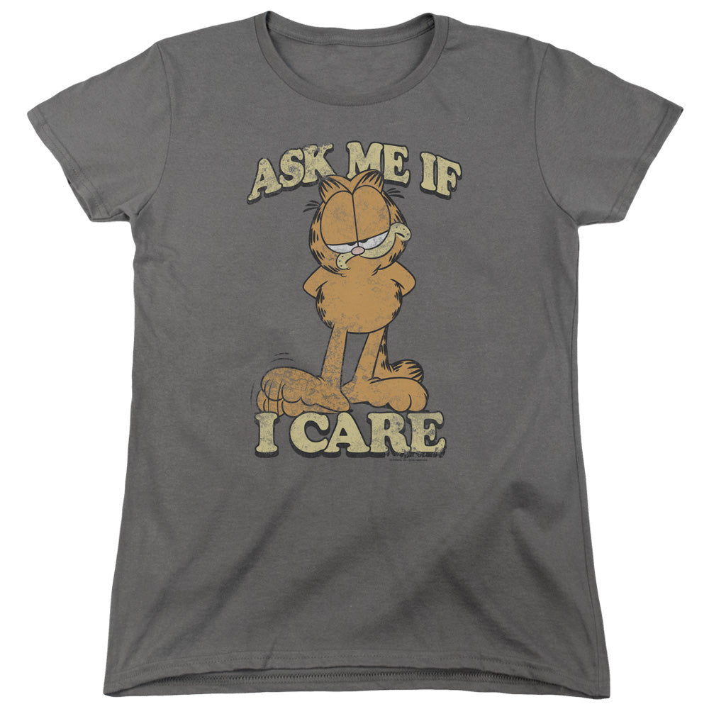 Garfield Ask Me Womens T Shirt Charcoal