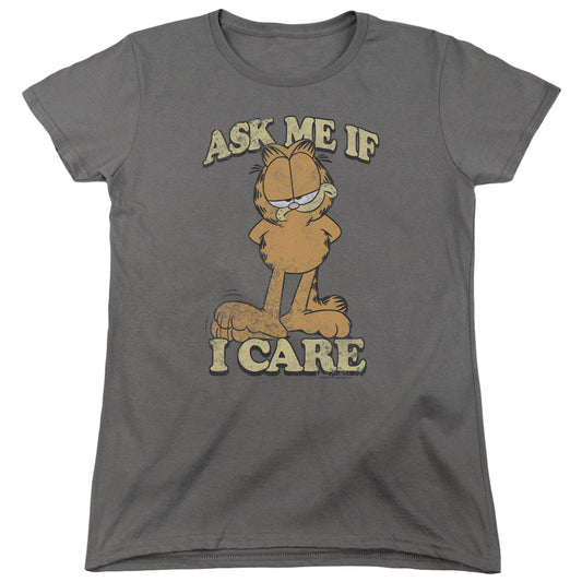 Garfield Ask Me Womens T Shirt Charcoal