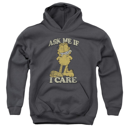 Garfield Ask Me Kids Youth Hoodie Charcoal