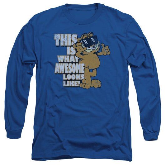 Garfield Awesome Mens Long Sleeve Shirt Royal Blue