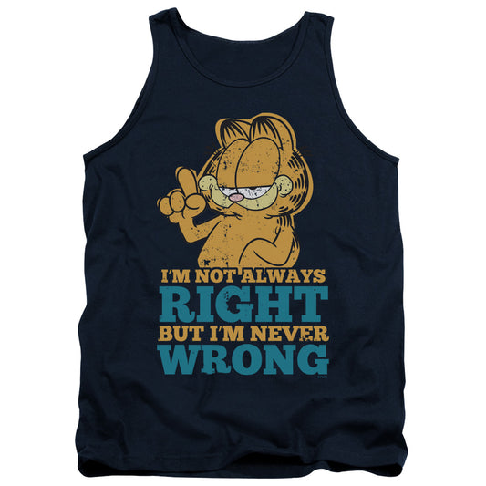 Garfield Never Wrong Mens Tank Top Shirt Navy