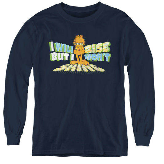 Garfield Rise Not Shine Long Sleeve Kids Youth T Shirt Navy