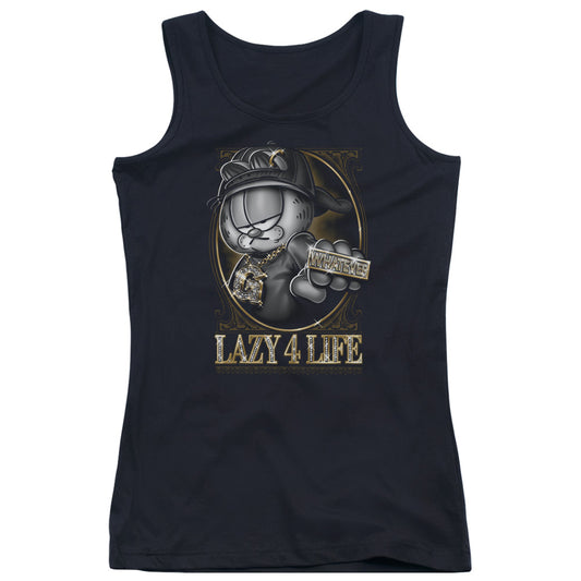 Garfield Lazy 4 Life Womens Tank Top Shirt Black