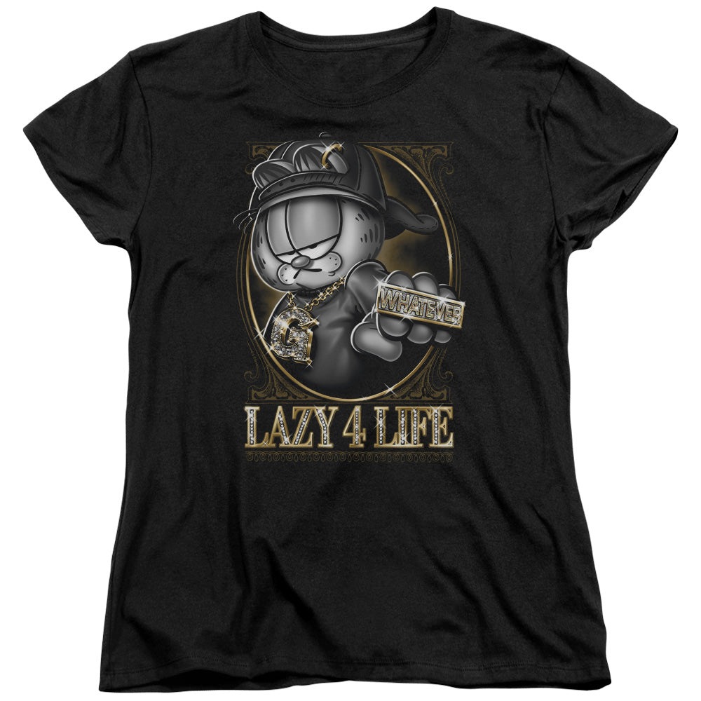 Garfield Lazy 4 Life Womens T Shirt Black