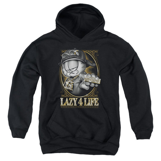 Garfield Lazy 4 Life Kids Youth Hoodie Black
