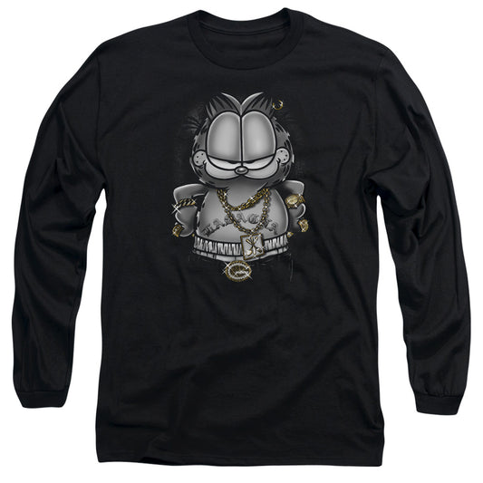 Garfield Lasagna For Life Mens Long Sleeve Shirt Black Officially Licensed