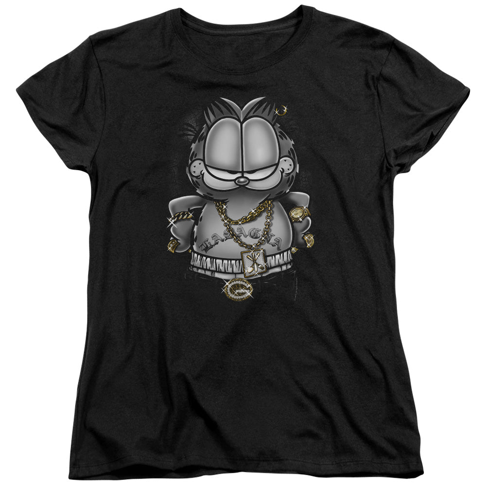 Garfield Lasagna for Life Womens T Shirt Black