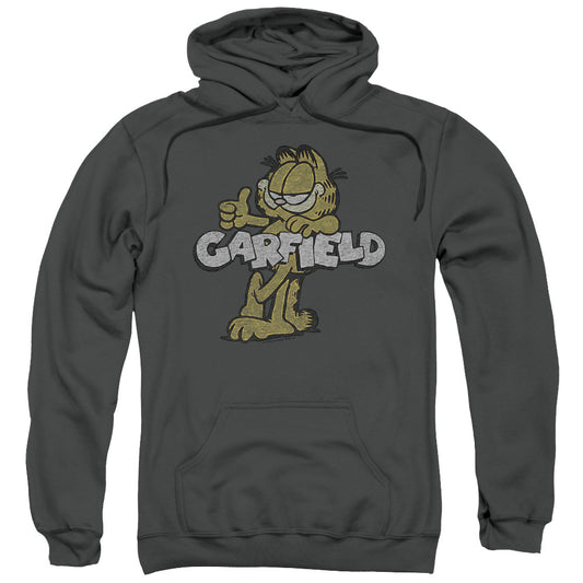 Garfield Retro Garf Mens Hoodie Charcoal