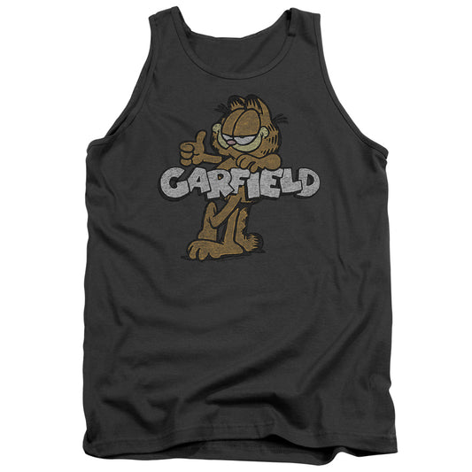 Garfield Retro Garf Mens Tank Top Shirt Charcoal