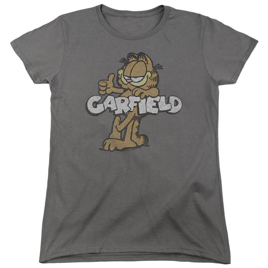 Garfield Retro Garf Womens T Shirt Charcoal